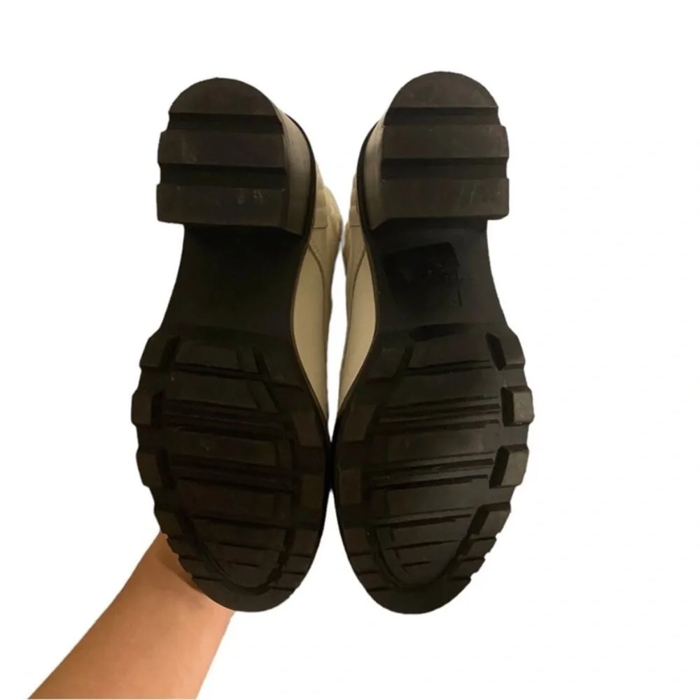 Marc Fisher Leather Combat Boots In Ivory Wyomi Style - Picture 9 of 11